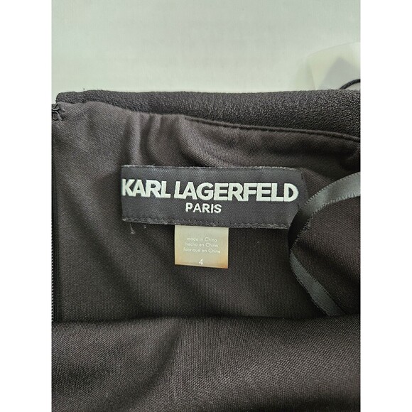 Karl Lagerfeld Little Black Dress Ruffle Top Adjustable Straps Size 4 - Picture 7 of 12